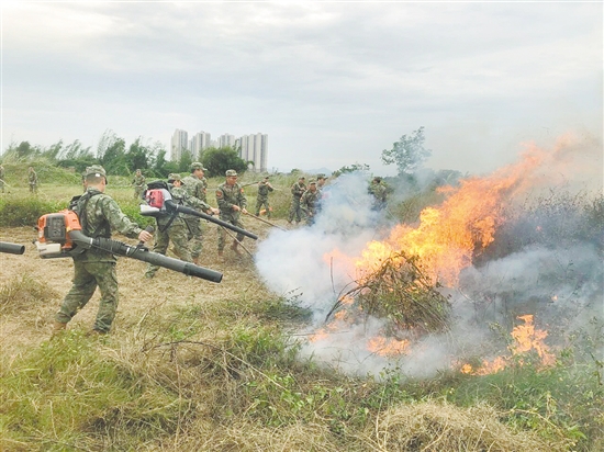 参训民兵系统学习风力灭火机、消防水带等装备的操作。 参训民兵系统学习风力灭火机、消防水带等装备的操作。
