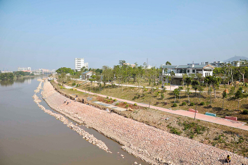 鹤山沙坪河南岸:生态休闲绿地初现