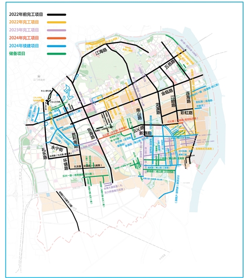 从江海区住建局编制的政府投资项目区位图可见，交通骨架的打开，使过往局促的江海经纬立显，气象宏阔起来。