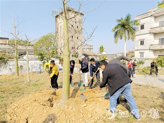 启动仪式结束后，干群一起植树。