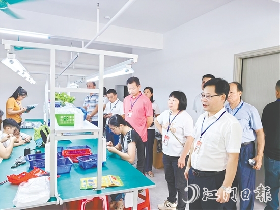 人大代表们实地视察幸福共富工坊。 人大代表们实地视察幸福共富工坊。