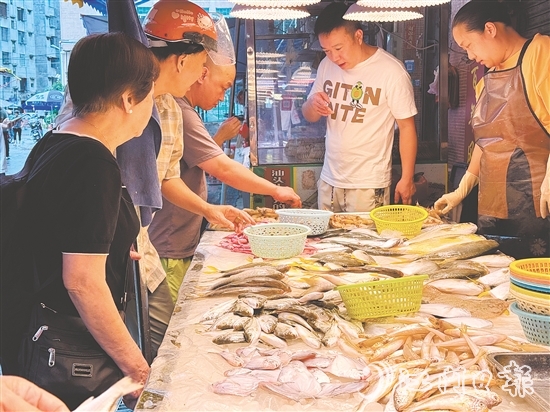 肥美的时令海鲜大量上市，价格较休渔期有所下降，吸引众多游客、市民抢购尝鲜。