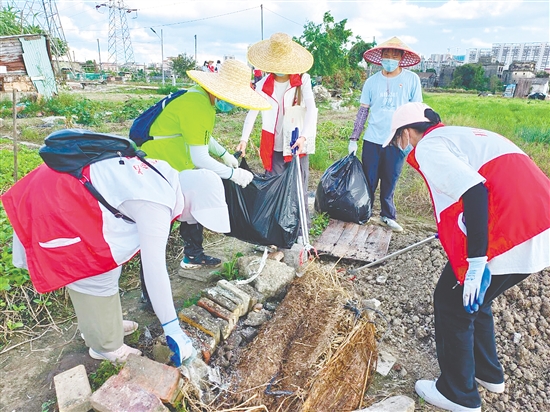 返乡大学生志愿者参与“家园守护战”。 返乡大学生志愿者参与“家园守护战”。