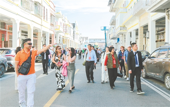 大会期间，冲蒌乡亲们参观圩镇，见证家乡发展新貌。