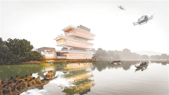 古劳“云龙竞渡”科技文旅中心项目效果图。