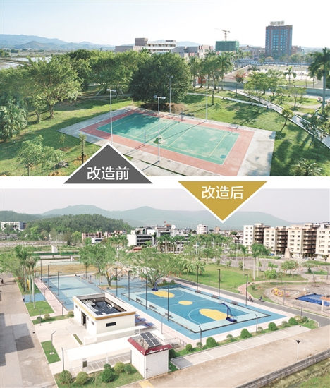 改造后的文化广场以开阔的圆形舞台为核心，搭配错落有致的绿化景观与休闲步道，形成兼具仪式感与生态感的活动空间。