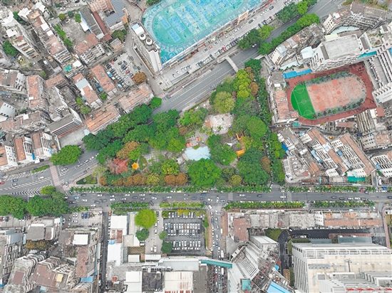 蓬莱公园周边分布有医院、学校、市场等，区域停车压力较大。公园升级改造后将设置超100个停车位，方便市民出行。