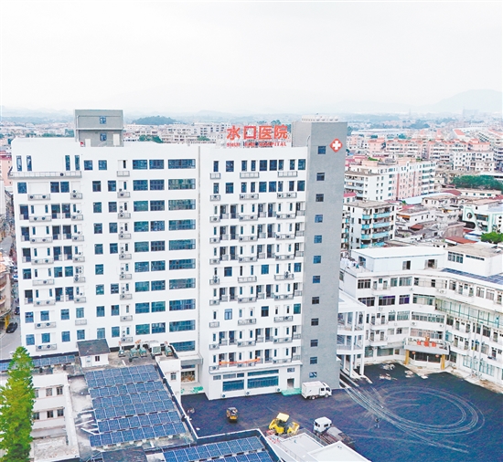 水口医院医养结合综合大楼是江门市2022年重点建设项目和“八镇联动”重点基础配套项目的重要组成部分。